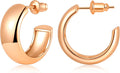 Gamicy Small 14K Gold Plated Hoop Earrings for Women with 925 Stering Silver Post, 14K Real Gold Plated Chunky Lightweight Hoops Earrings