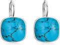 AOBOCO Sterling Silver Leverback Earrings Embellished with Crystals from Austria, Hypoallergenic Cushion Cut Square Crystal Earrings, Fine Anniversary Birthday Jewelry Gifts for Women