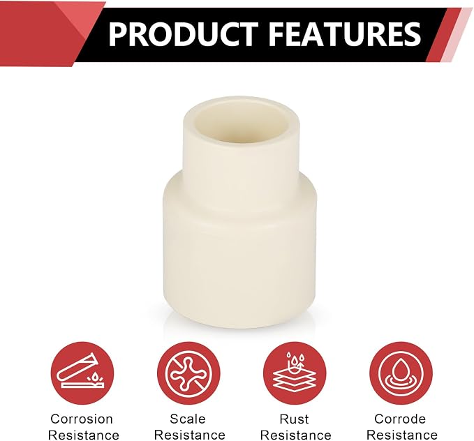 50 Pack EFIELD CPVC Coupling Adapter Fittings, 3/4" Slip x 1/2" Slip | Socket - Image 3