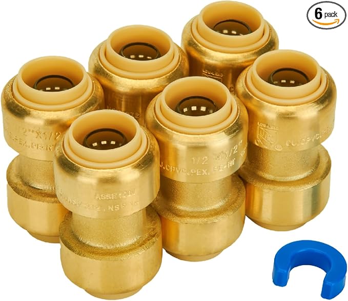 1/2 Inch Coupling, Push to Connect Plumbing Fitting, by SUNGATOR