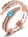 Turquoise/Moss Agate/Moonstone/Black Onyx/Lapis Lazuli/Labradorite/Tiger Eye Feather Ring 925 Sterling Silver Adjustable Ring Western Thumb Rings Vintage Jewelry Gifts for Women