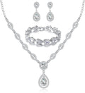 GULICX AAA Cubic Zirconia CZ Silver Plated Base Women's Party Jewelry Set Earrings Pendant Necklace