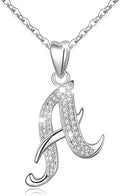 AEONSLOVE 925 Sterling Silver Initial Necklaces for Women, 26 Letters Pendants Necklace Gift for Mother, Daughter, Wife, 18 Inch Chain