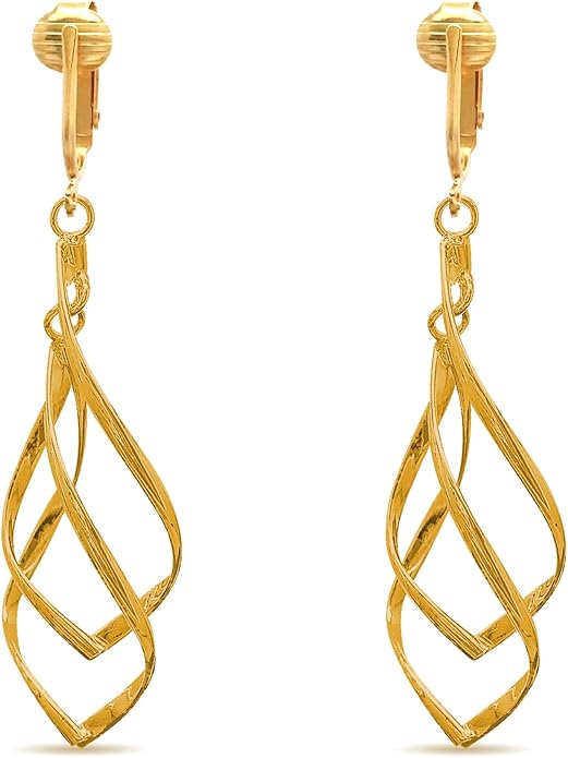 Aloha Earrings Gold Tone Non Pierced Clip On Dangling Earrings