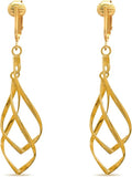 Aloha Earrings Gold Tone Non Pierced Clip On Dangling Earrings