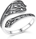 925 Sterling Silver Hummingbird/Sunflower Turquoise/Moonstone/Lily of the Valley Flower Spoon Ring Adjustable Open Ring Statement Thumb Ring Jewelry for Women