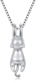 Step Forward Sterling Silver Cat Necklace for Women - Cat Jewelry Gifts for Cat Lovers, Hummingbird Necklace for Her, Mother's Day Birthday Graduation Christmas Gift