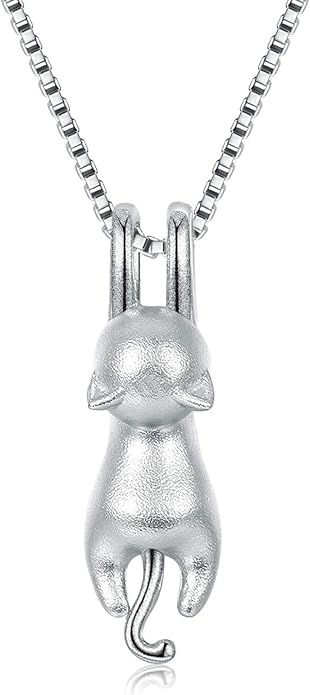 Step Forward Sterling Silver Cat Necklace for Women - Cat Jewelry Gifts for Cat Lovers, Hummingbird Necklace for Her, Mother's Day Birthday Graduation Christmas Gift