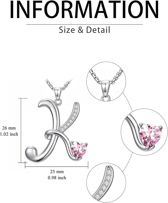 Valentines Day Gifts for Women Alphabet A to Z Initial Birthstone Pendant Necklaces for Women - 18k White Gold Plated Personalized Name Jewelry Valentine Mothers Day Birthday Gifts for Women Her Girlfriend