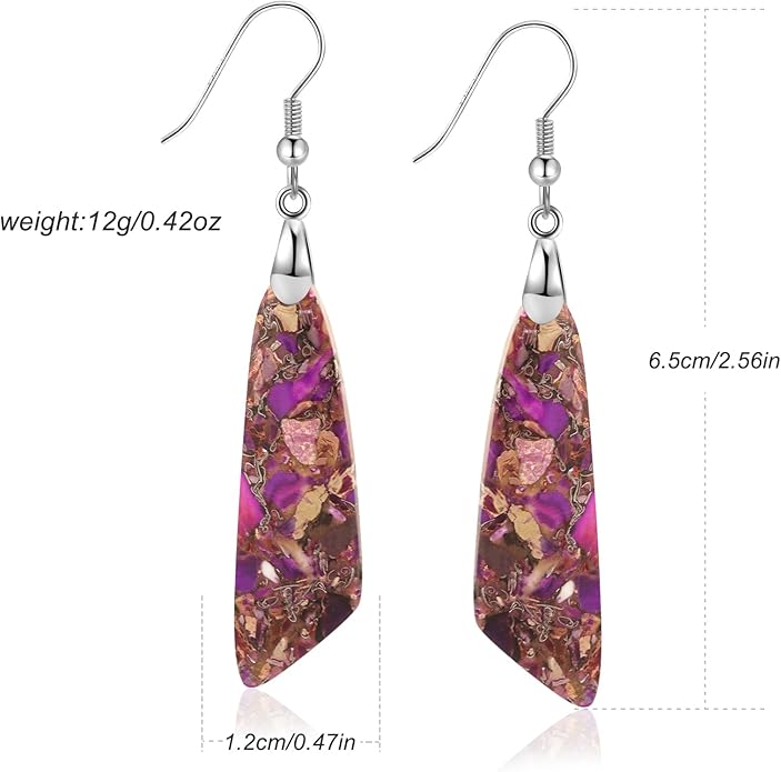Jasper Stone Earrings for Women Trendy Dangle Earrings Fishhook Drop Earrings