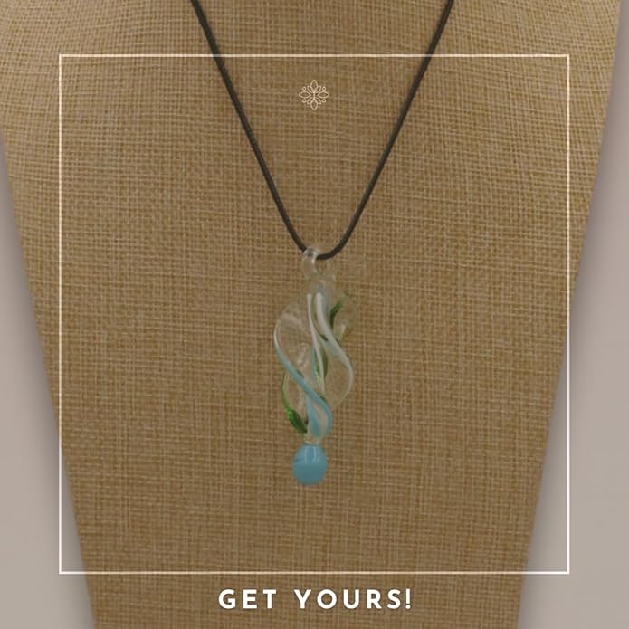 BESHEEK Murano Inspired Twist and Twirl Glass Pendant Necklace for Women Handcrafted Artisan Hypoallergenic Italian Style Jewelry