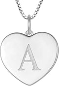 YL Initial Necklace 925 Sterling Silver Square/Round/Heart Letter Pendant A-Z Alphabet Polished Jewelry for Women