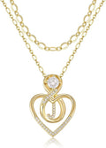 Heart Letter Necklaces for Women 14K Gold Plated Cubic Zirconia Heart Initial Layered Necklace Infinity Pendant Necklace Letter Initial Jewelry for Women