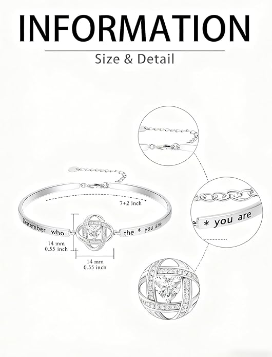 Valentines Day Gifts for Her, 18k White Gold Plated Love Knot Bracelets, Engraved Inspirational and Sentiment Bangle, Anniversary Birthday Jewelry Gift for Lover Wife Girlfriend Sister Friends