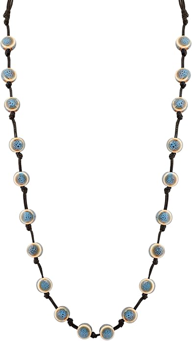MINACHI Hippie Bohemian Colorful Ceramic Bead Long Strand Necklace, Boho Hippie Beach Summer Statement Jewelry Gift for Women