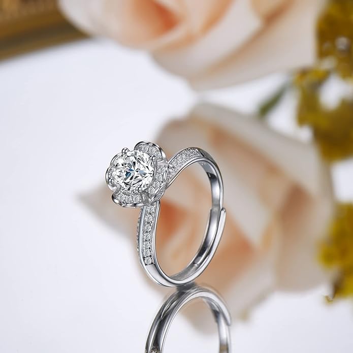 Atylyk Moissanite Engagement Ring Solitaire Sterling Silver Promise Rings for Women Lady