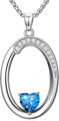Valentines Day Gifts for Women Alphabet A to Z Initial Birthstone Pendant Necklaces for Women - 18k White Gold Plated Personalized Name Jewelry Valentine Mothers Day Birthday Gifts for Women Her Girlfriend