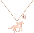 MONOOC Valentines Gifts for Kids Her Girls - Horse Necklace Gifts for Girls Horse Jewelry Necklaces Heart Initial Necklace Valentines Gift for Kids Her Teen Girl Women