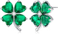 VONSSY Four Leaf Clover Necklace Earrings Shamrock Irish ST Patricks Jewelry Set Gift 18k Gold Plated Green Emerald Zircon Diamond Crystal Lucky Saint Pendant for Woman Wife Girlfriend Mom