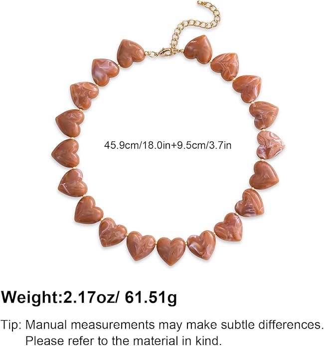 YUJIE Amber Acrylic Heart Choker Necklace for Women Vintage Punk Chunky Necklace Trendy Fashion Accessory