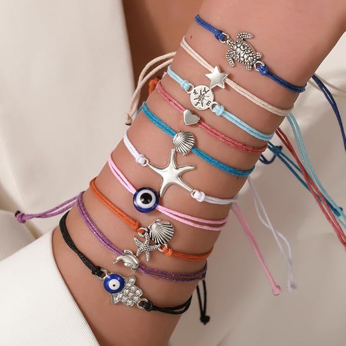 Friendship Bracelets Boho Stackable Bracelets for Women Surfer Heishi Clay Bead Bracelets Stretch Preppy Bracelets Colorful Boho Bracelets for Women