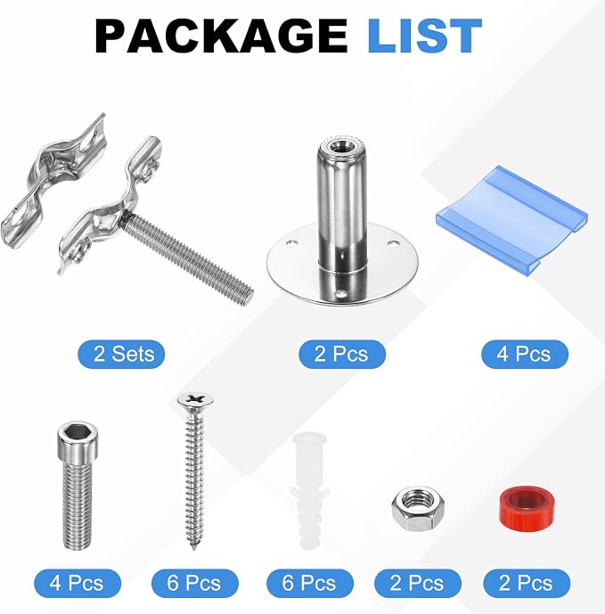 HARFINGTON 2 Set Wall Mount Ceiling Mount Pipe Supports 304 Stainless Steel - Image 3