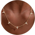 VRIUA Necklaces for Women - 14K Gold/Silver Plated Dainty Chain Necklace with Five Charms: Diamond, Bow, Snowflake, Cross, Flower, Clover, Butterfly, Heart, Star of David, and Star Trendy Jewelry