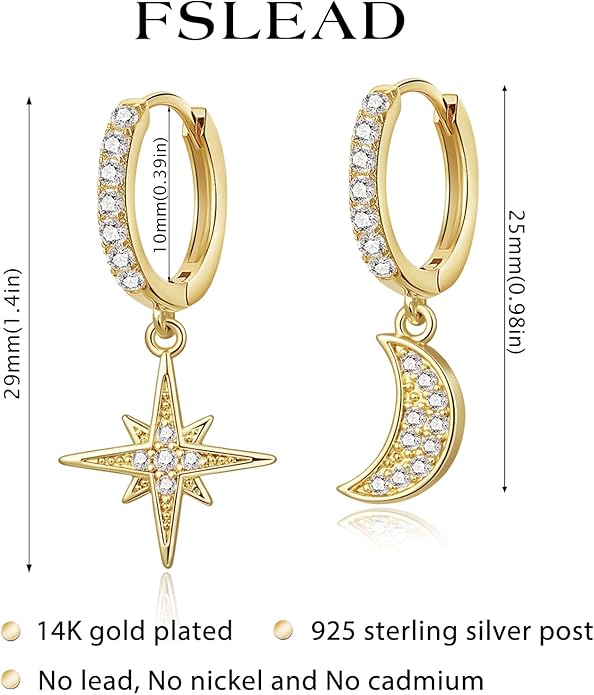 14K Gold Earring Cross Waterdrop Butterfly Heart Knot Earrings for Women Gold Silver Cross Leverback Drop Gold Silver Teardrop Hoop Dangle Earring White Gold Dangle Drop Earring
