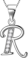 Aurora Tears Letter Necklace Initial 925 Sterling Silver Alphabet Pendant Crystal Name Gift Women Cubic Zirconia Jewelry