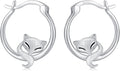 JUSTKIDSTOY Hypoallergenic Panda/Unicorn/Hummingbird/Dolphin Hoop Earrings for Women 925 Sterling Silver Animal Huggie Hoop Earrings Jewelry Gifts for Sensitive Ears