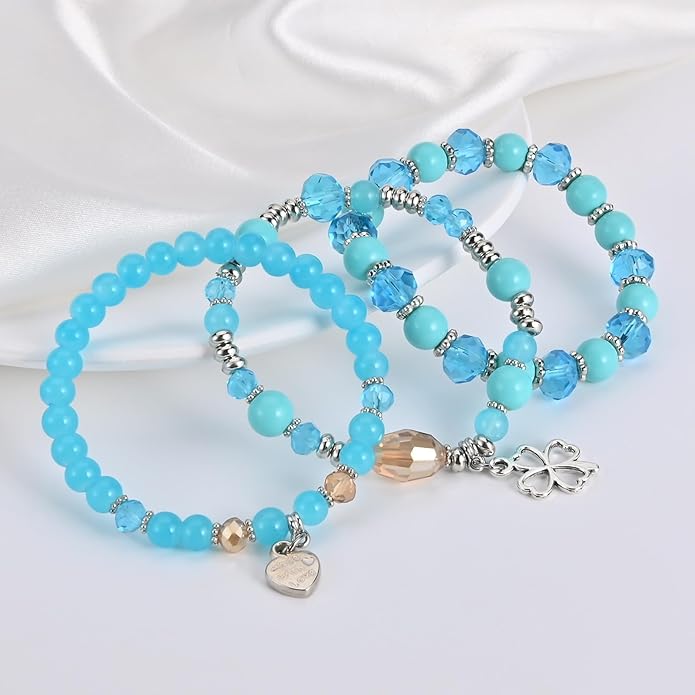 Bohemian Bracelet Sets for Women - 6 Sets Stackable Stretch Bracelets Multi-color Boho Jewelry for Women Hippie Bracelets Dainty Jewelry