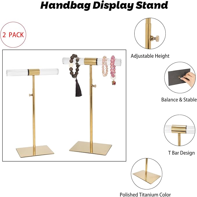 Acrylic Jewelry Towers - Stainless Steel Long Necklace Stand, Adjustable Height Tabletop Jewelry Organizer for Home & Boutique