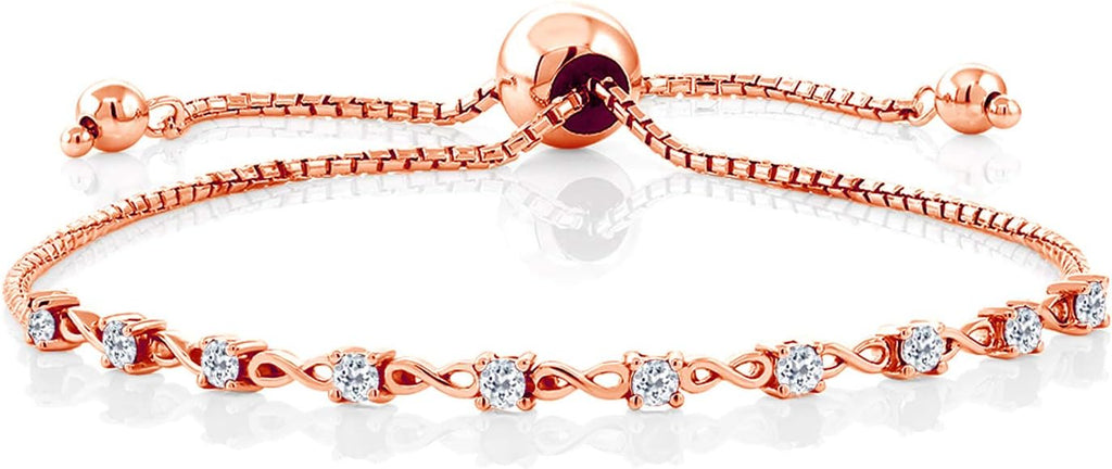 Gem Stone King Round Gemstone Birthstone Tennis Bracelet For Women | 925 Sterling Silver | 2.5MM Round | Fits Up To 9 Inch Wrist | Adjustable Bolo Bracelet For Women | Easy-On Easy-Off