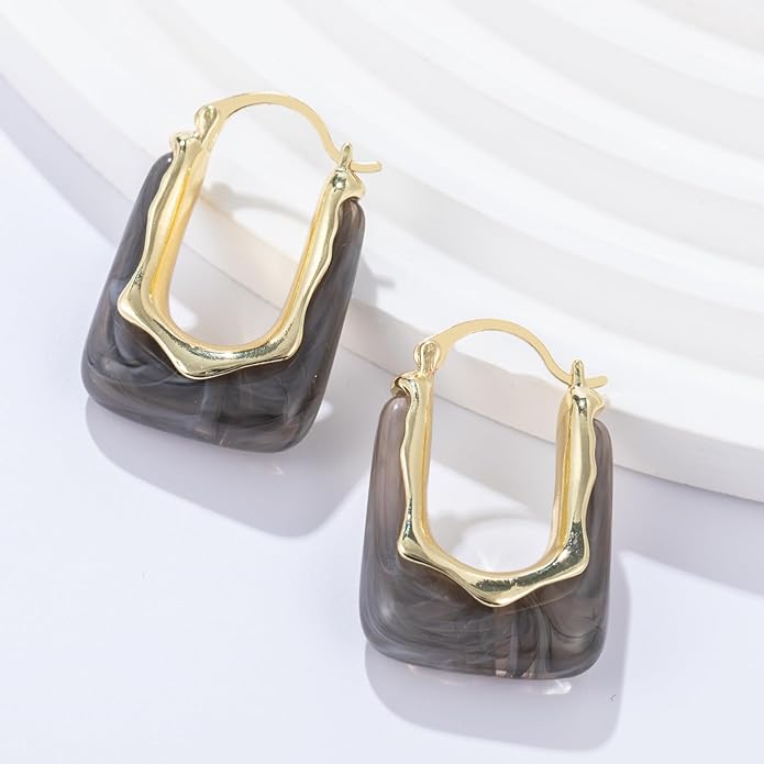 Acrylic Hoop Earrings Chunky Huggie Statement Vintage Earrings Cute Resin Drop Earring Trendy Jewelry Gifts for Women