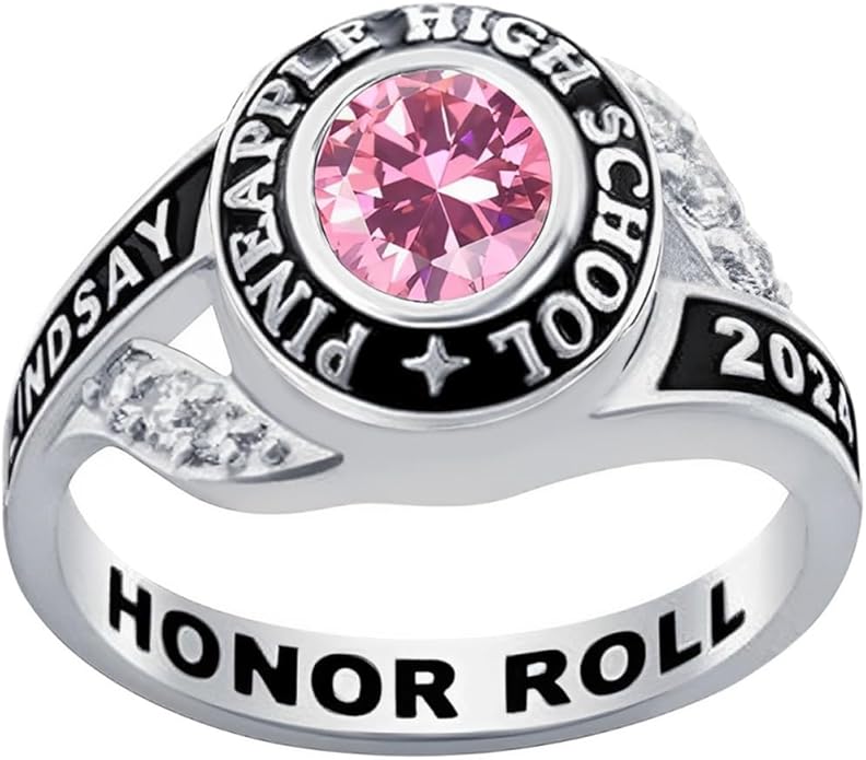 Custom Class Rings Personalized Birthstone Rings High School College Ring 925 Sterling Silver Engraved 2025 Graduation Jewelry Gifts for Women Size 4-15