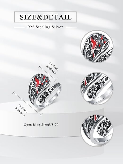 Midari Sun and Moon/Bee/Celtic/Life of Tree/Lotus Spoon Ring for Women 925 Sterling Silver Adjustable Ring Open Ring for Women Men Halloween Birthday Gift