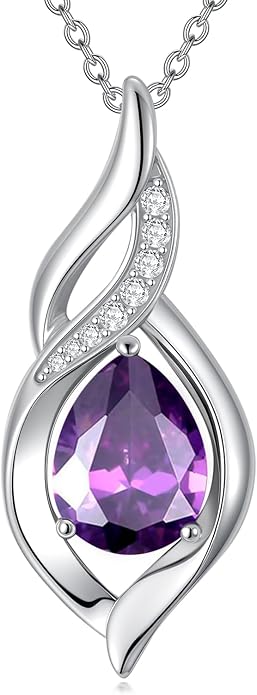 Birthstone Necklace for Women Infinity Necklaces 925 Sterling Silver Teardrop Love Birthday Jewelry Valentines Day Birthday Gifts for Her Mom Wife Girlfriend