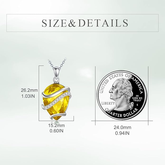 Birthstone Necklace for Women Sterling Silver Teardrop Pendant Necklace Birthday Jewelry Gift for Women