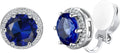 Silvora 925 Silver 8MM Cubic Zirconia Birthstone Clip On Stud Earrings Round Non Pierced Earrings For Women,Come with Box
