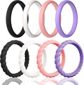 Egnaro Women's Bridal Rings Sets, Inner Arc Ergonomic Breathable Design Silicone Rubber Wedding Bands