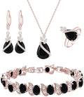 LMXXVJ Jewelry Set for Women,Teardrop Cubic Zirconia Necklace Earrings Adjustable Ring Bracelet Jewelry Set Formal Jewelry Gift