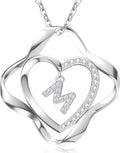 RIVIKO Valentines Day Gifts for Her-Love Knot Initial Necklace,925 Sterling Silver Letter Pendant Necklaces,Personalized Alphabet Jewelry Christmas Birthday Gifts for Women Wife Mom Friend