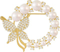 Crystal Pearl Flower Brooches Pins Fashion Beautiful Created Rhinestone Floral Brooch Good Idea for Party Dance Wedding Banquet for Elegant Women Girl