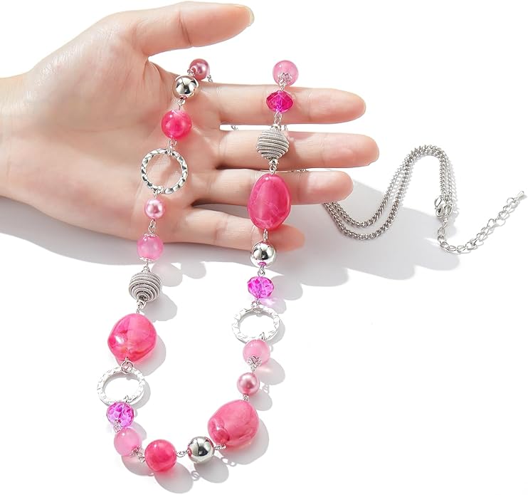 PEARL&CLUB Long Beaded Necklaces For Women - Sweater Chain Fashion Jewelry Necklace Gifts For Women