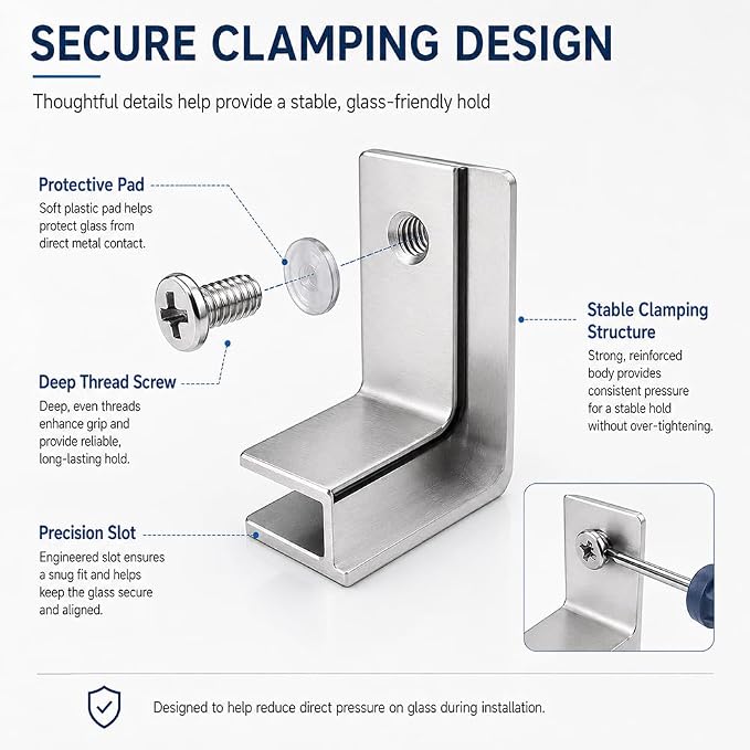 Glass and Tile Corner Clip, Clamp Bracket，Straight-line Shape | Outdoor - Image 5