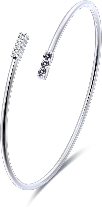 EcoGems Lab Grown Gemstone & Moissanite Bracelets – 14K White or Yellow Gold Plated Sterling Silver – Featuring Lab Grown Diamonds, Emeralds, Paraiba, Sapphire & Pearls – Sustainable Luxury Gift with Gift Box