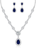 GULICX AAA Cubic Zirconia CZ Silver Plated Base Women's Party Jewelry Set Earrings Pendant Necklace