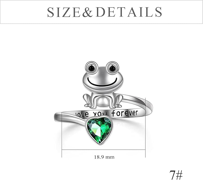 POPLYKE Frog Rings for Women Sterling Silver Frog Hold Topaz Heart CZ Rings Statement Rings
