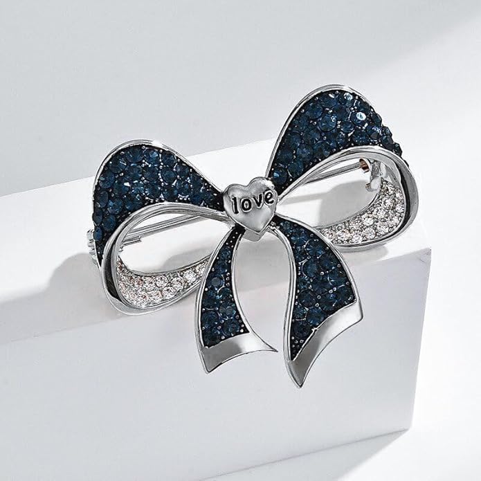 Bow Knot Pin Rhinestone Crystal Pearl Brooch 18k Gold Plated Lapel Pin Birthday Jewelry Gift for Women Men