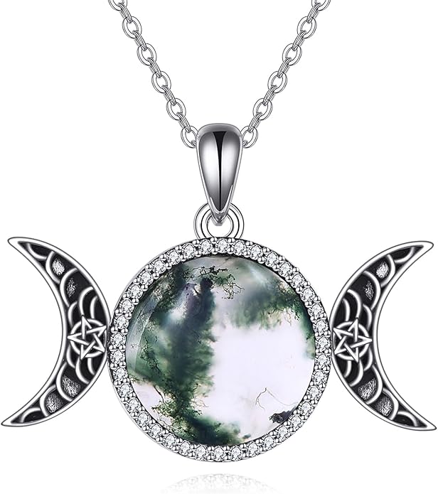 TIGER RIDER Moon Cat Necklace 925 Sterling Silver Blue Butterfly Black Jewelry Gifts Birthday Christmas Gifts for Women Wife Cat Lovers